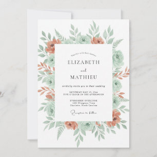 Invitation Mariage Fleur de Menthe Corail