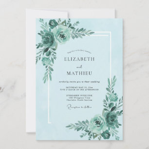 Invitation Mariage Fleur de Menthe Sarcelle
