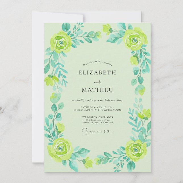 Invitation Mariage Fleur de Mer Citron (Devant)