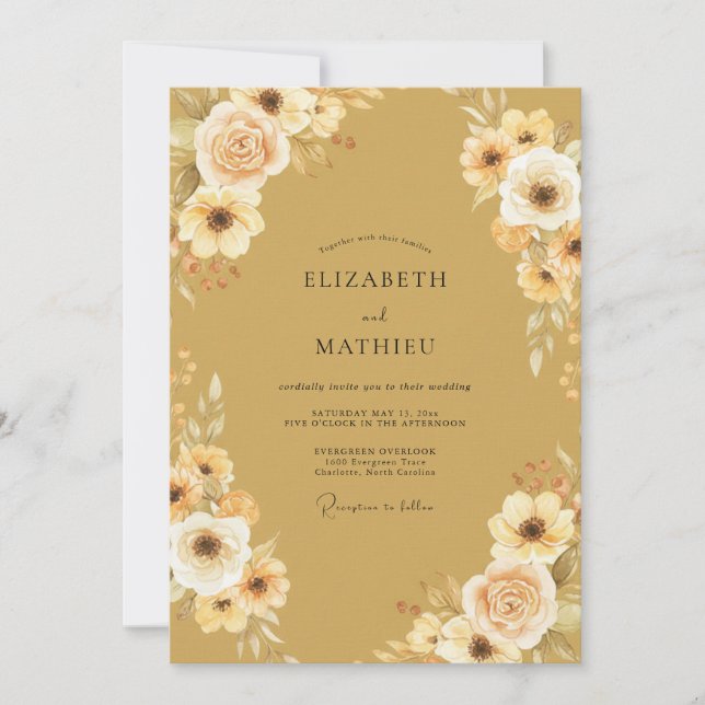 Invitation Mariage Fleur de Miel Ocre (Devant)
