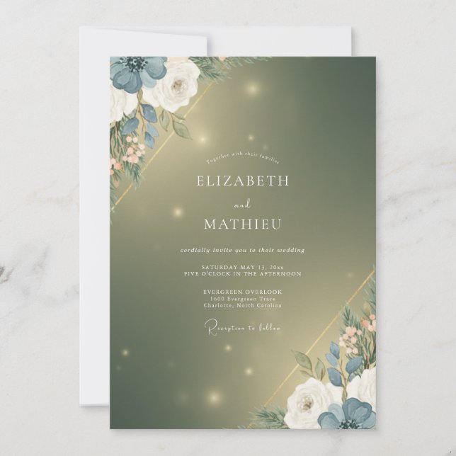 Invitation Mariage Fleur de Moss Or (Devant)