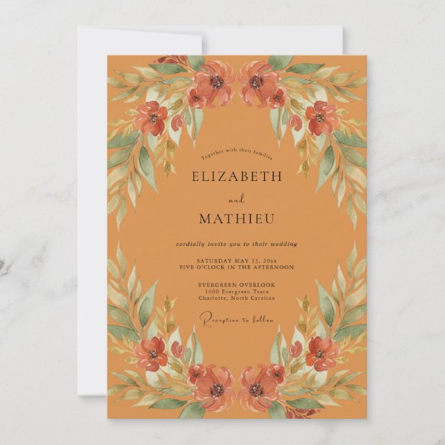 Invitation Mariage Fleur de Pavot Terracotta (Devant)