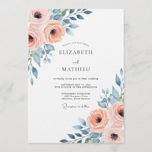 Invitation Mariage Fleur de Pêche Rosée