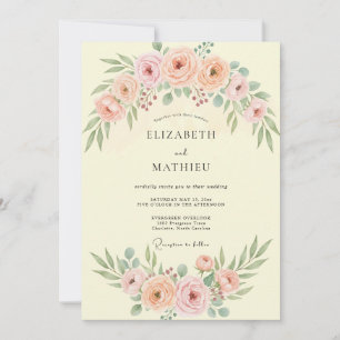 Invitation Mariage Fleur de Pêcher au Champagne