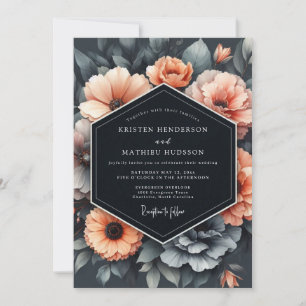 Invitation Mariage Fleur de Pêcher au Charbon
