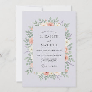 Invitation Mariage Fleur de Pêcher Lavande