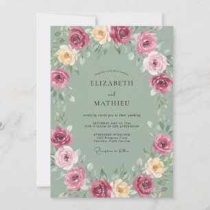 Invitation Mariage Fleur de Pêcher Magenta