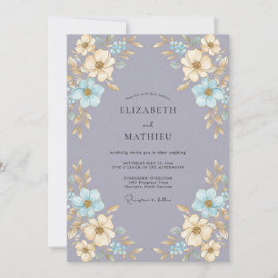 Invitation Mariage Fleur de Pervenche Champagne