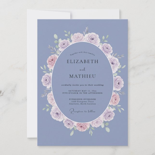 Invitation Mariage Fleur de Pervenche Délicate (Devant)