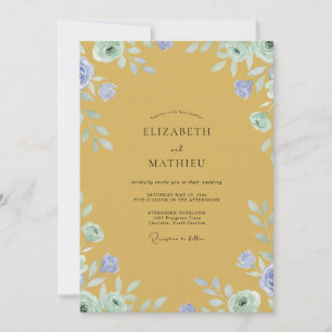 Invitation Mariage Fleur de Pervenche Moutarde
