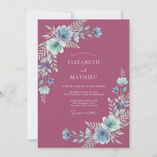 Invitation Mariage Fleur de Pervenche Mûre