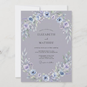 Invitation Mariage Fleur de Pivoine Douce Lilas sur Fond Ardo