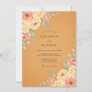 Invitation Mariage Fleur de Pivoine Ocre