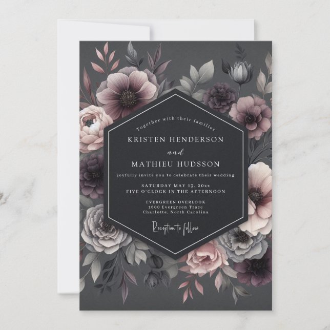 Invitation Mariage Fleur de Prune Pénombrale (Devant)