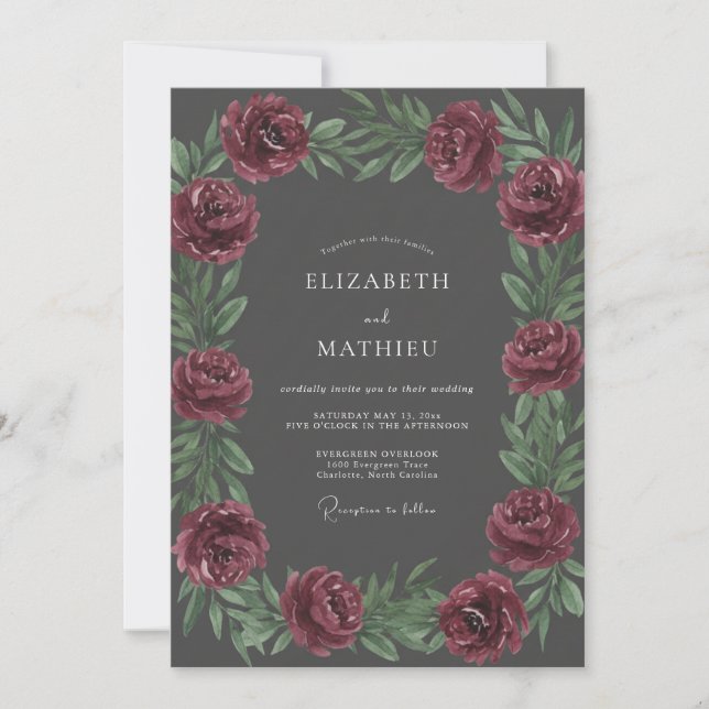 Invitation Mariage Fleur de Prunier au Charbon (Devant)