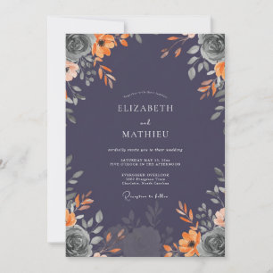 Invitation Mariage Fleur de Prunier Brûlé Orange
