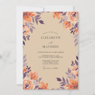 Invitation Mariage Fleur de Prunier Orange Sauvage