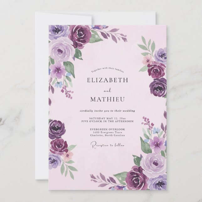 Invitation Mariage Fleur de Prunier Orchidée (Devant)