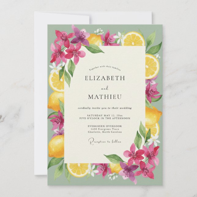 Invitation Mariage Fleur de Prunier Rose Encre (Devant)