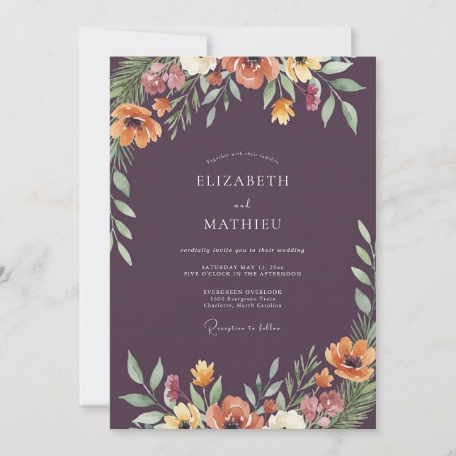 Invitation Mariage Fleur de Prunier Rouille (Devant)