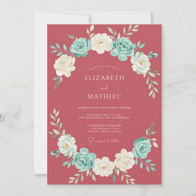 Invitation Mariage Fleur de Quartz Rose (Devant)