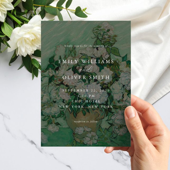 Invitation Mariage Fleur de Rose Blanche de Van Gogh (Créateur téléchargé)