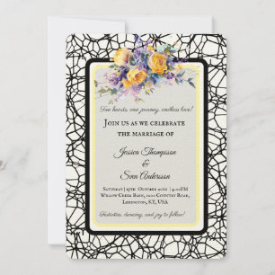 Invitation Mariage Fleur de Rose Jaune Romantique Moderne