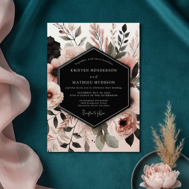 Invitation Mariage Fleur de Rose Poussiéreuse (Créateur téléchargé)
