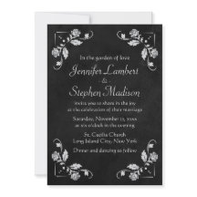 Mariage Fleur de Rose Vintage Tableau Noir Gris