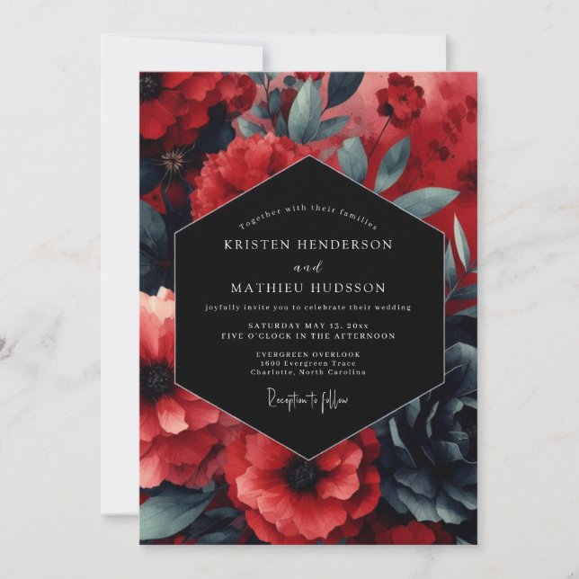 Invitation Mariage Fleur de Ruby Nocturne (Devant)