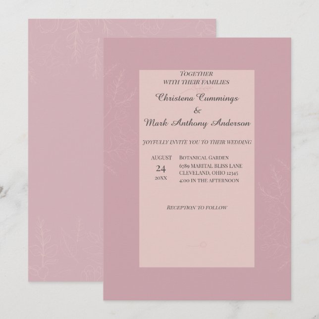 Invitation Mariage Fleur de Satin (Devant / Derrière)