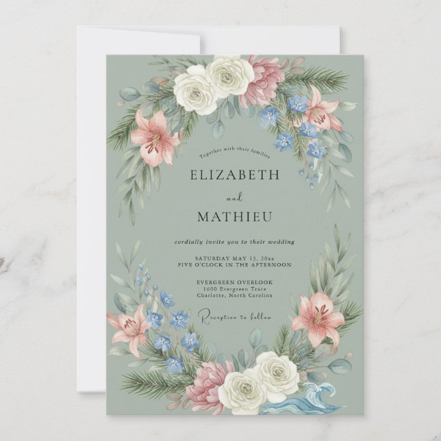 Invitation Mariage Fleur de Sauge en Arche Élégante (Devant)