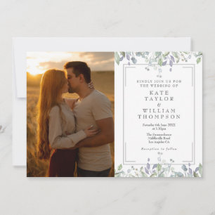 Invitation Mariage Fleur de Sauge et Lilas Photo Tout en Un