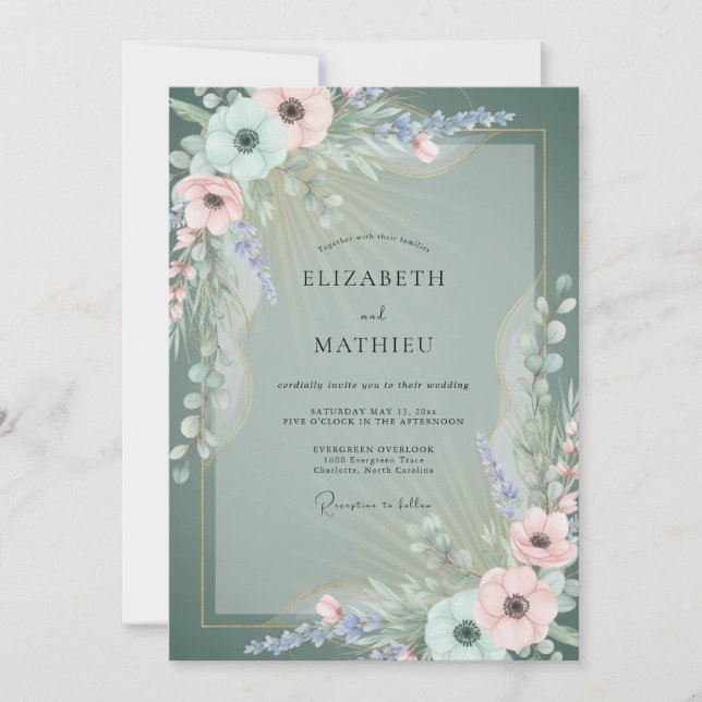Invitation Mariage Fleur de Sauge Flourissant (Devant)