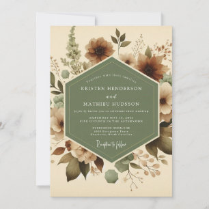 Invitation Mariage Fleur de Sauge Sépia