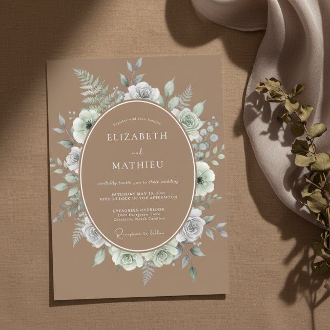 Invitation Mariage Fleur de Sauge Verte (Créateur téléchargé)