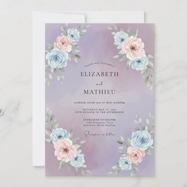 Invitation Mariage Fleur de Teint Améthyste (Devant)
