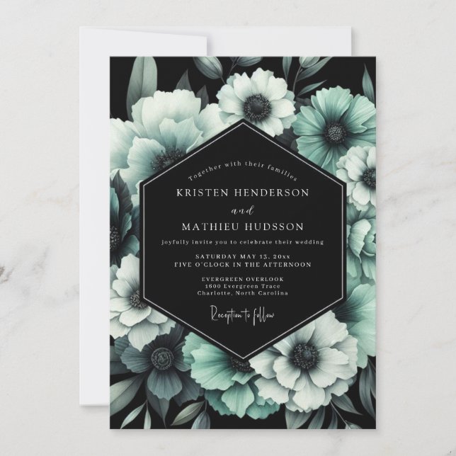 Invitation Mariage Fleur de Teint Sombre (Devant)