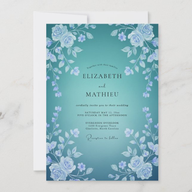 Invitation Mariage Fleur de Teinte Délicate (Devant)