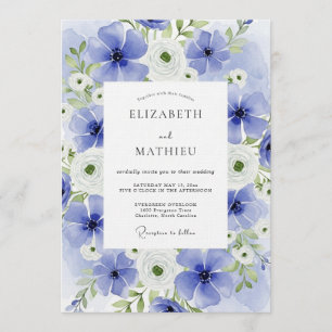 Invitation Mariage Fleur de Teinture Bleue