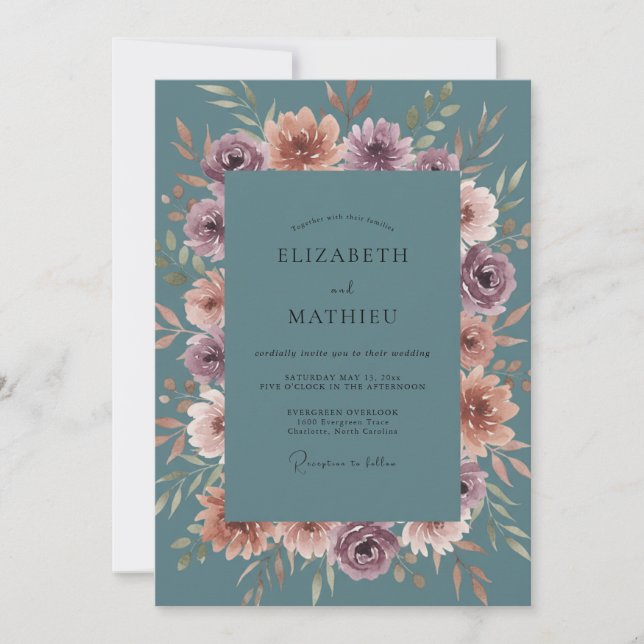 Invitation Mariage Fleur de Terracotta d'Acier (Devant)