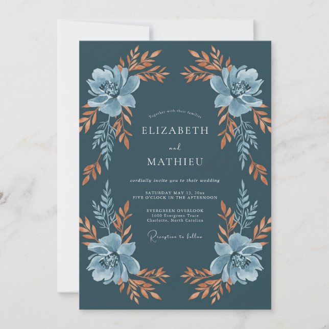 Invitation Mariage Fleur de Thé Vert (Devant)