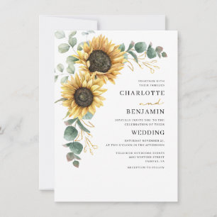Invitation Mariage Fleur de Tournesol Eucalyptus Aquarelle