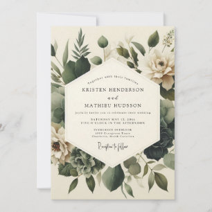 Invitation Mariage Fleur de Tranquillité Vert Sauge