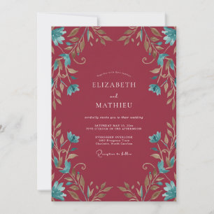 Invitation Mariage Fleur de Turquoise Rubis