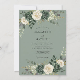 Invitation Mariage Fleur de Vert Sauge
