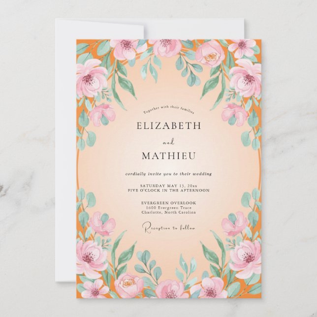 Invitation Mariage Fleur d'Eau d'Abricot (Devant)