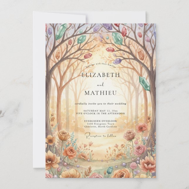 Invitation Mariage Fleur des Champs Forêt d'Or (Devant)