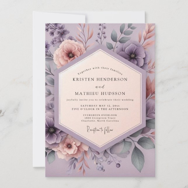 Invitation Mariage Fleur d'Éthérée de Lilas (Devant)