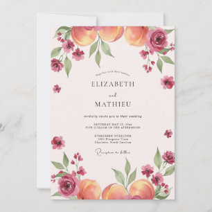 Invitation Mariage Fleur d'Eucalyptus Abricot Magenta